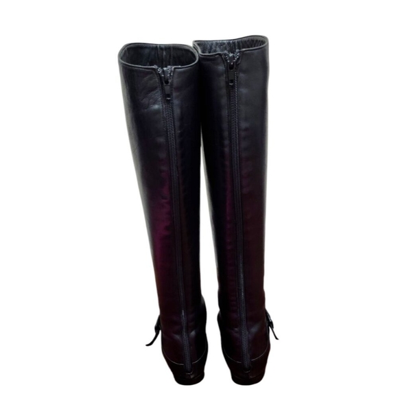 MANOLO BLAHNIK Size 36/US 6 Black Leather Low-Heeled Tall Back- Zip Boots Italy - Picture 6 of 15